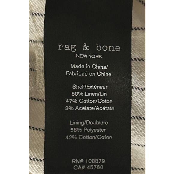 NWT rag & bone Logan Stripe Wide Leg Linen Cotton Blend Jeans 6 28X31 - Picture 8 of 8